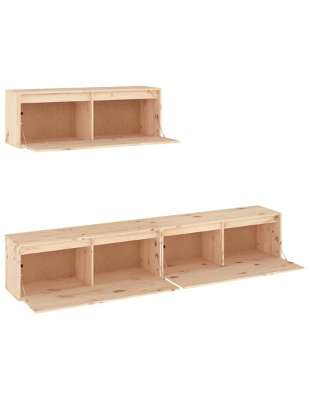 Mobili Porta TV 3 pz in Legno Massello di Pino