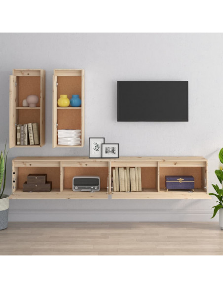 Mobili Porta TV 4 pz in Legno Massello di Pino