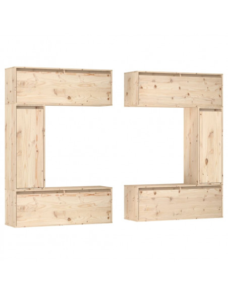 Mobili Porta TV 6 pz in Legno Massello di Pino