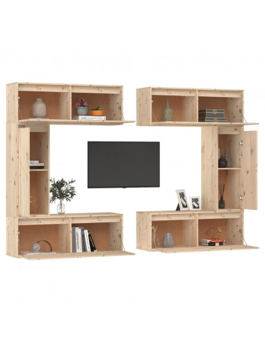 Mobili Porta TV 6 pz in Legno Massello di Pino