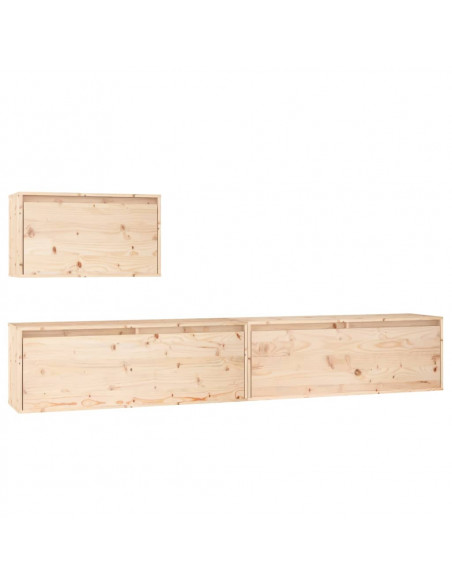 Mobili Porta TV 3 pz in Legno Massello di Pino