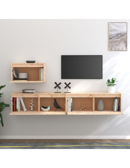 Mobili Porta TV 3 pz in Legno Massello di Pino