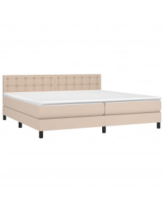 Giroletto Molle Materasso e LED Cappuccino 200x200cm Similpelle 2