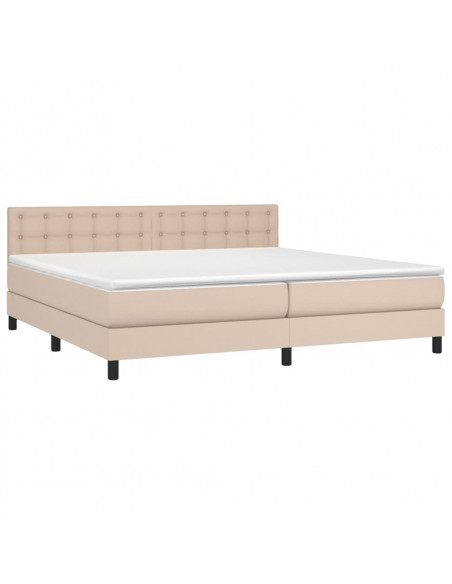 Giroletto Molle Materasso e LED Cappuccino 200x200cm Similpelle