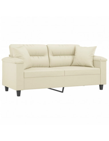 Divano a 2 Posti con Cuscini Crema 140 cm in Similpelle
