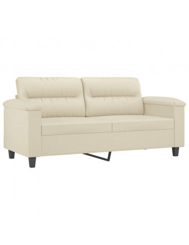 Divano a 2 Posti con Cuscini Crema 140 cm in Similpelle