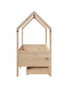Giroletto per Bambini con Cassetti 80x160cm Legno Massello Pino