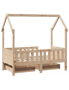 Giroletto per Bambini con Cassetti 80x160cm Legno Massello Pino 2