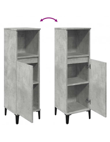 Armadietto da Bagno Grigio Cemento 30x30x100 cm in Truciolato