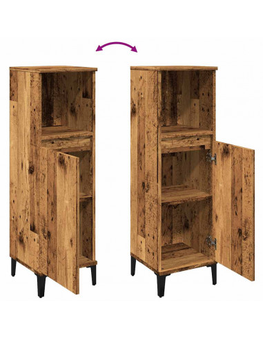 Armadietto da Bagno Legno Antico 30x30x100 cm in Truciolato