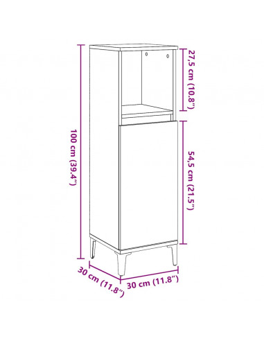 Armadietto da Bagno Legno Antico 30x30x100 cm in Truciolato