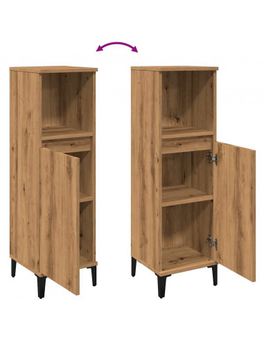 Armadietto da Bagno Rovere Artigianale 30x30x100 cm Truciolato