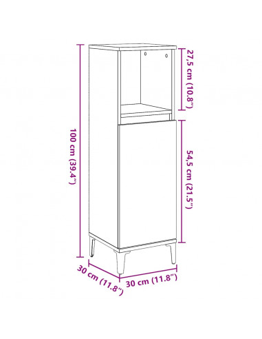 Armadietto da Bagno Rovere Artigianale 30x30x100 cm Truciolato