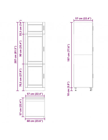 Armadio da Cucina Porto Grigio Cemento in Legno Multistrato
