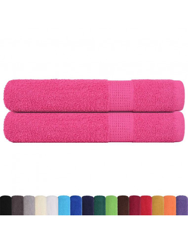Asciugamani 2 pz Rosa 100x200 cm 360 g/m² 100% Cotone