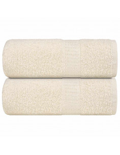 Asciugamani Ospiti 2 pz Crema 30x50 cm 360 g/m² 100% Cotone