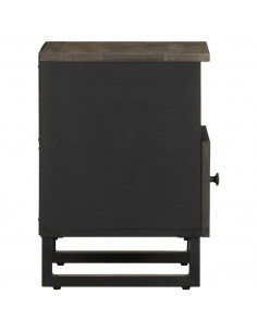 Comodini 2pz Neri 40x33x46 cm in Legno Massello di Mango