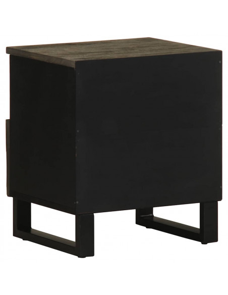 Comodini 2pz Neri 40x33x46 cm in Legno Massello di Mango