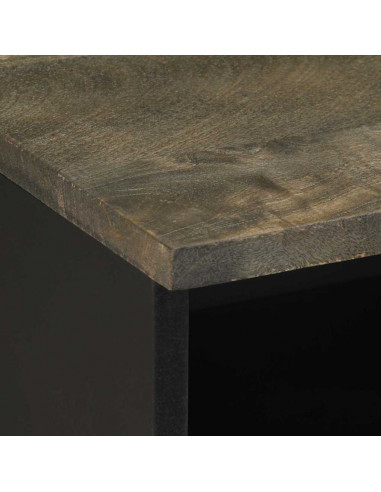 Comodini 2pz Neri 40x33x46 cm in Legno Massello di Mango