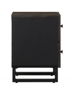 Comodini 2pz Neri 40x33x46 cm in Legno Massello di Mango