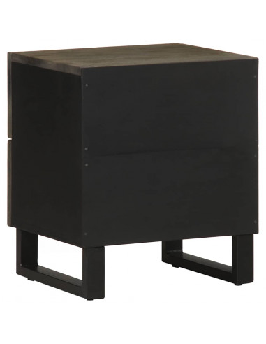 Comodini 2pz Neri 40x33x46 cm in Legno Massello di Mango