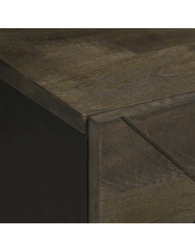 Comodini 2pz Neri 40x33x46 cm in Legno Massello di Mango