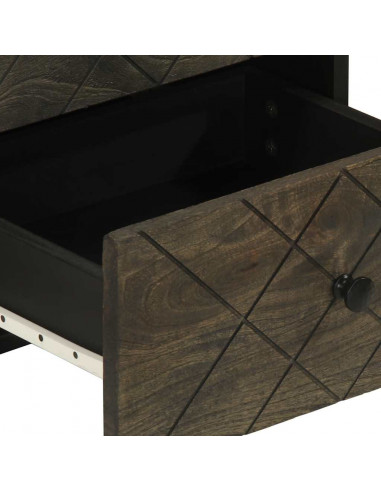 Comodini 2pz Neri 40x33x46 cm in Legno Massello di Mango
