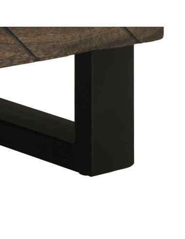 Comodini 2pz Neri 40x33x46 cm in Legno Massello di Mango