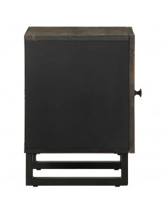 Comodini 2pz Neri 40x33x46 cm in Legno Massello di Mango