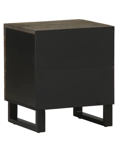 Comodini 2pz Neri 40x33x46 cm in Legno Massello di Mango