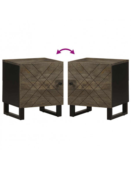 Comodini 2pz Neri 40x33x46 cm in Legno Massello di Mango
