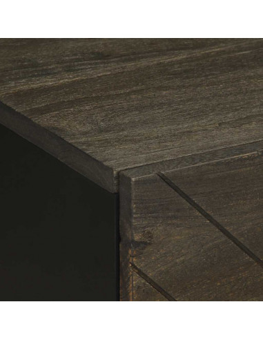 Comodini 2pz Neri 40x33x46 cm in Legno Massello di Mango