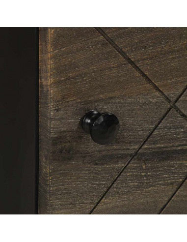 Comodini 2pz Neri 40x33x46 cm in Legno Massello di Mango