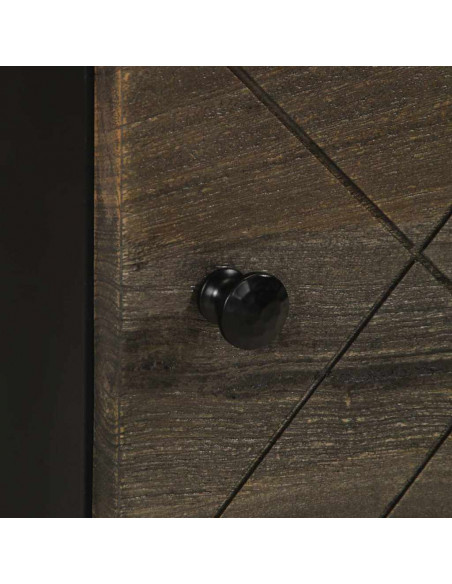 Comodini 2pz Neri 40x33x46 cm in Legno Massello di Mango