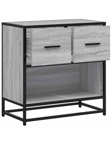 Comodino Grigio Sonoma 60x31x60 cm Legno Multistrato e Metallo
