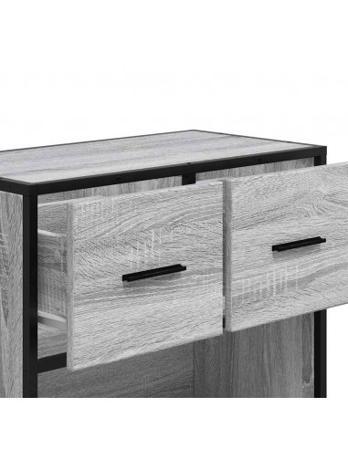 Comodino Grigio Sonoma 60x31x60 cm Legno Multistrato e Metallo