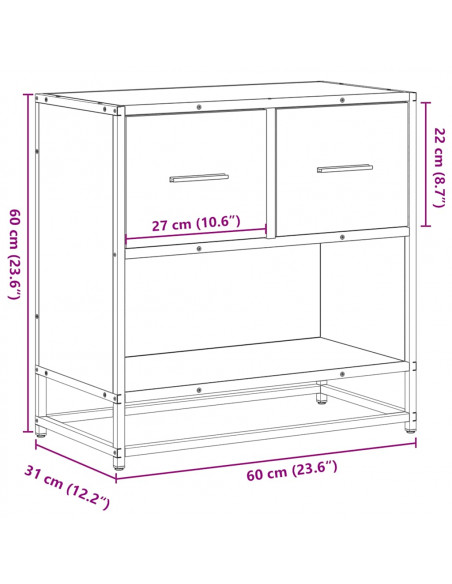Comodino Grigio Sonoma 60x31x60 cm Legno Multistrato e Metallo