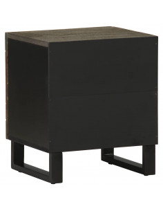 Comodino Nero 40x33x46 cm in Legno Massello di Mango