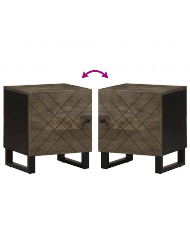 Comodino Nero 40x33x46 cm in Legno Massello di Mango