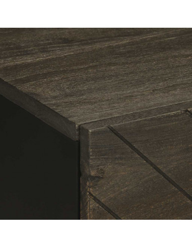 Comodino Nero 40x33x46 cm in Legno Massello di Mango