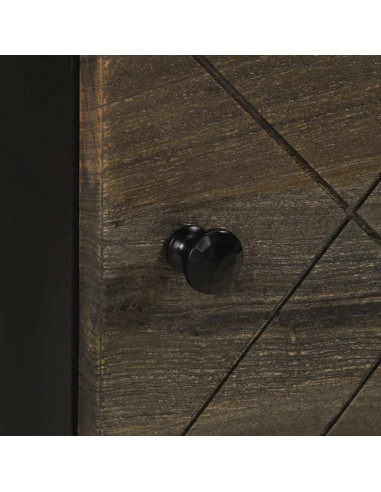 Comodino Nero 40x33x46 cm in Legno Massello di Mango