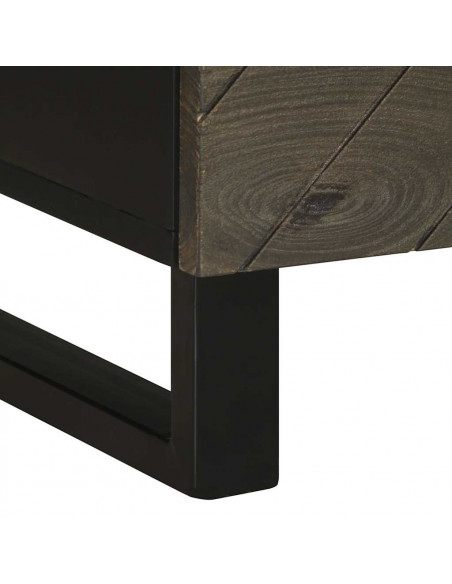 Comodino Nero 40x33x46 cm in Legno Massello di Mango