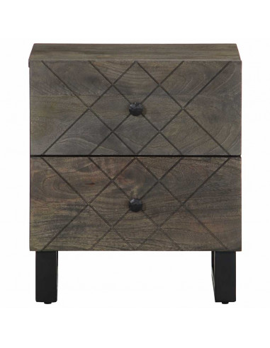 Comodino Nero 40x33x46 cm in Legno Massello di Mango