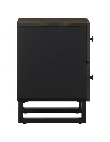 Comodino Nero 40x33x46 cm in Legno Massello di Mango