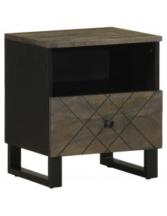 Comodino Nero 40x33x46 cm in Legno Massello di Mango