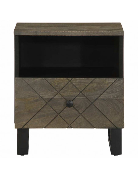 Comodino Nero 40x33x46 cm in Legno Massello di Mango