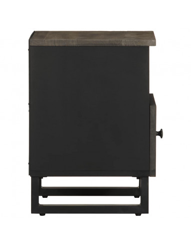 Comodino Nero 40x33x46 cm in Legno Massello di Mango