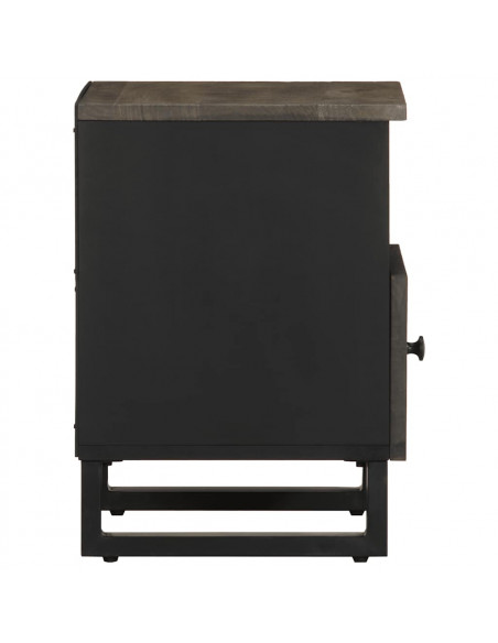 Comodino Nero 40x33x46 cm in Legno Massello di Mango