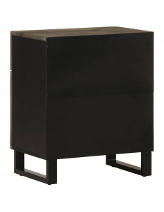 Comodino Nero 50x33x60 cm in Legno Massello di Mango