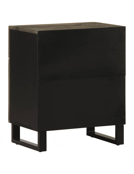 Comodino Nero 50x33x60 cm in Legno Massello di Mango